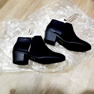 NEW IN BOX Ankle Black Faux Leather Boots